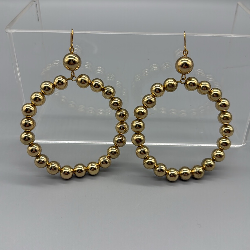 Gold Beaded Hoop Earrings